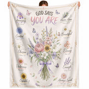 Christian Blanket for Women, Bible Verse Throw Blanket - Pink Butterfly Scripture Design - Rust Field Wear