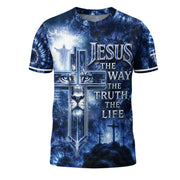 Christian Tee Shirts - Jesus The Way The Truth The Life Lion Cross Christian Faith Graphic Tee, Christian Shirts for Men - Rust Field Wear