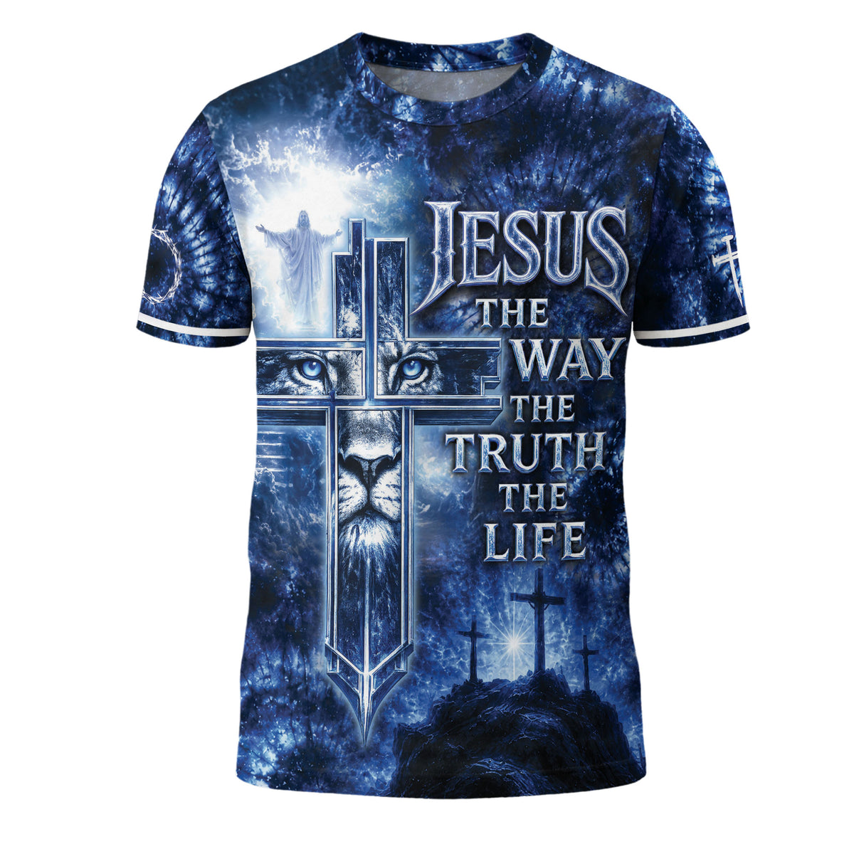Christian Tee Shirts - Jesus The Way The Truth The Life Lion Cross Christian Faith Graphic Tee, Christian Shirts for Men - Rust Field Wear