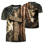Christian Shirts for Men - Jesus The Way The Truth The Life Cross Flag Lamb Christian, Christian Tee Shirts - Rust Field Wear