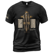 Trust In The Lord T Shirt Christian Proverbs 3 5 6 Bible Verse Faith Cross Tee - Rust Field Wear
