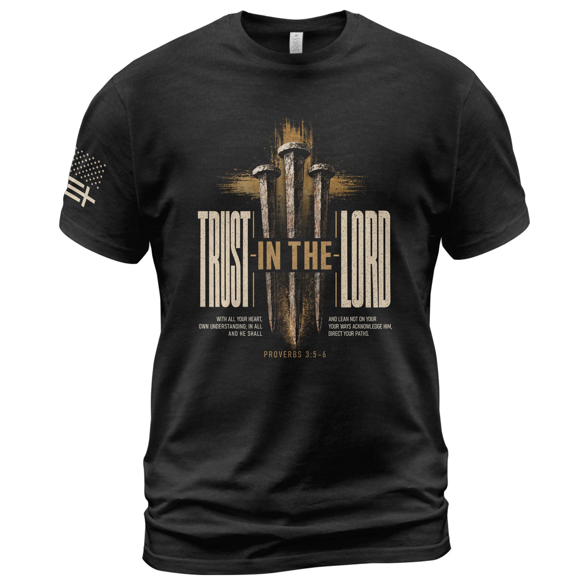 Trust In The Lord T Shirt Christian Proverbs 3 5 6 Bible Verse Faith Cross Tee - Rust Field Wear