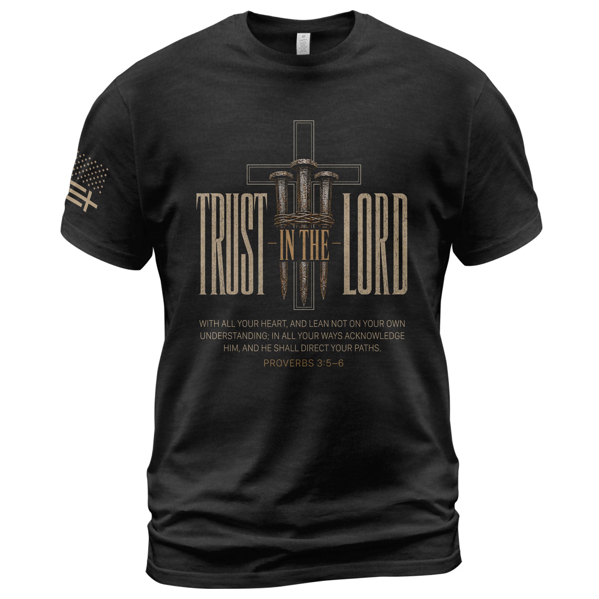 Trust In The Lord T Shirt Christian Cross Proverbs 3 5 6 Scripture Religious Tee - Rust Field Wear