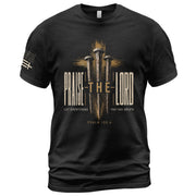 Praise The Lord Psalm 150 6 Nails Cross Graphic Christian T Shirt Apparel Men Clothing - Rust Field Wear