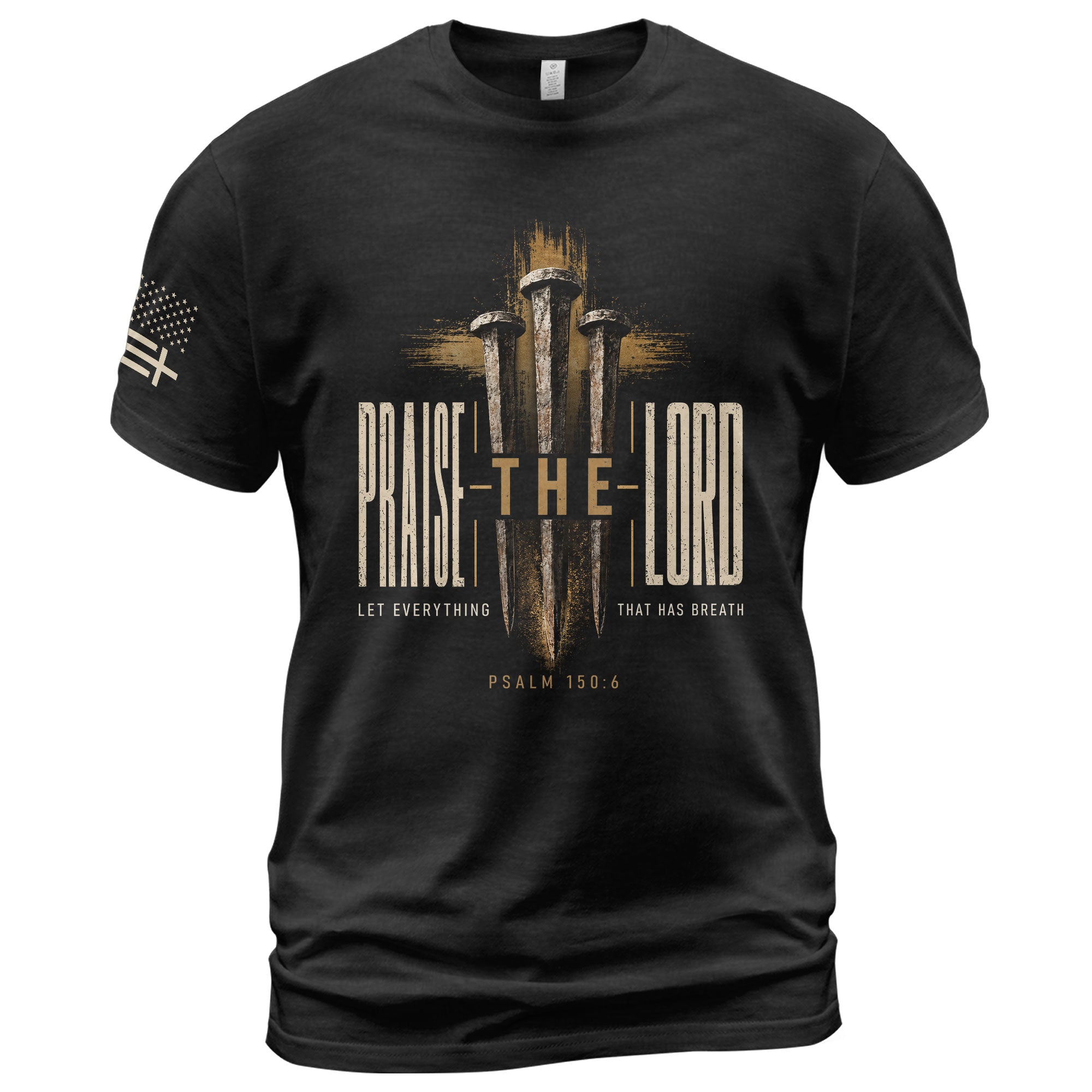Praise The Lord Psalm 150 6 Nails Cross Graphic Christian T Shirt Apparel Men Clothing - Rust Field Wear