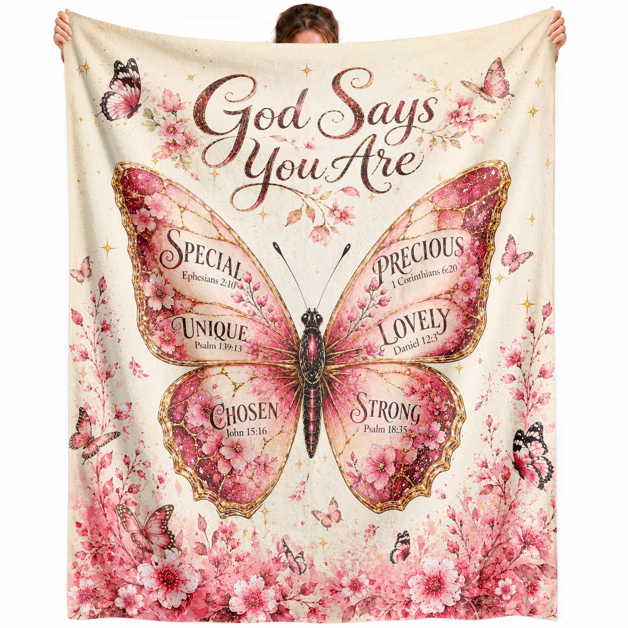 Christian Blanket for Women, Bible Verse Throw Blanket - Christian Floral Encouragement Design - Rust Field Wear