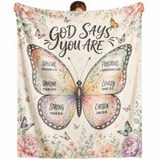God Says You Are Butterfly Blanket with Bible Verses Christian Floral Faith Inspiration upsale