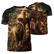 Christian Lion Cross 3D Men T-Shirt I Can't But I Know A Guy Jesus Faith Graphic Tee Shirt