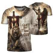 Christian Lion Cross Wings 3D Men Shirt I Can't But I Know A Guy Jesus Faith Print Tee