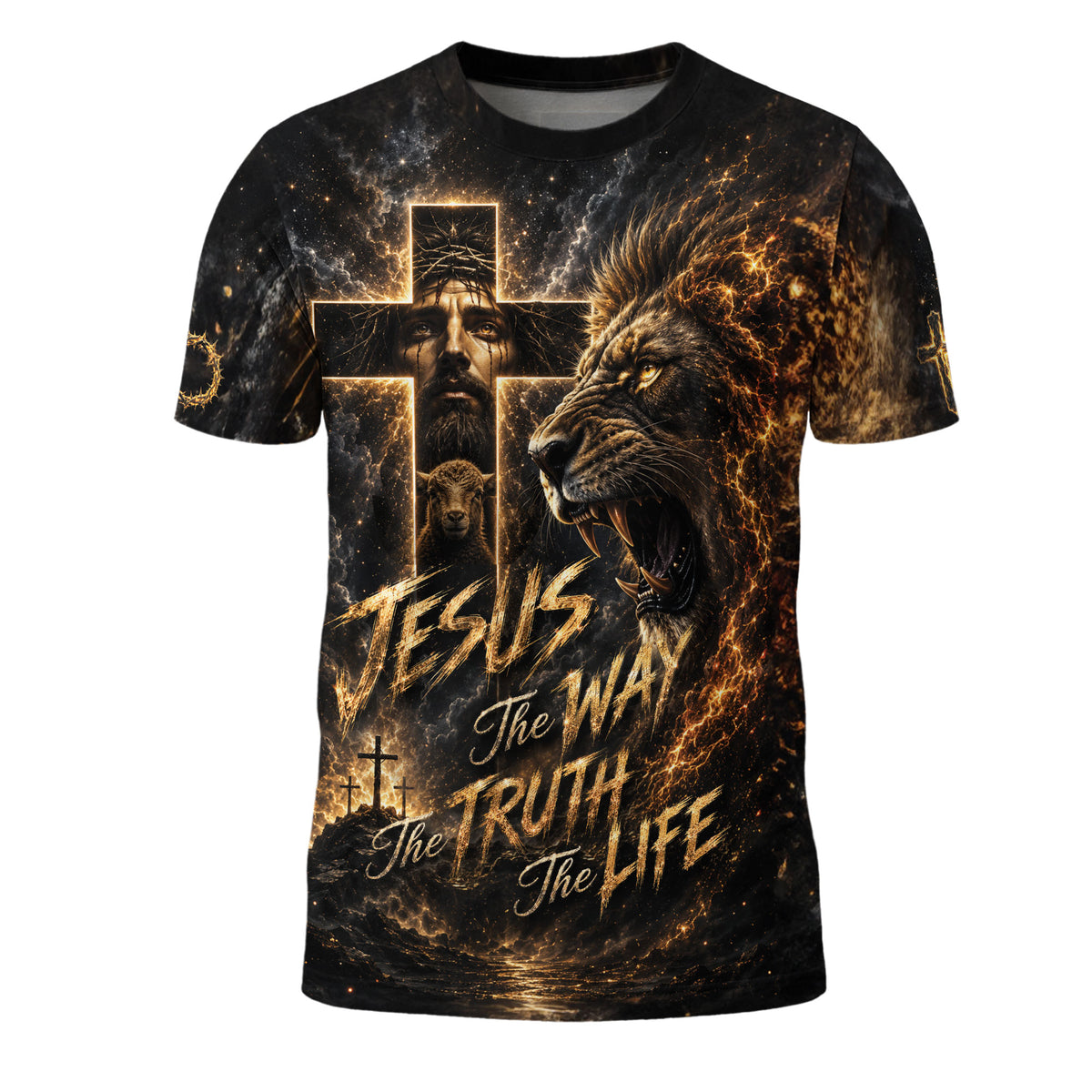 Jesus The Way The Truth The Life Lion Lamb Cross Christian Graphic Tee, Christian Shirts for Men - Christian Tee Shirts - Rust Field Wear