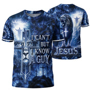 Christian Shirts for Men - I Can't But I Know A Guy Lion Cross Christian Jesus Graphic, Christian Tee Shirts - Rust Field Wear