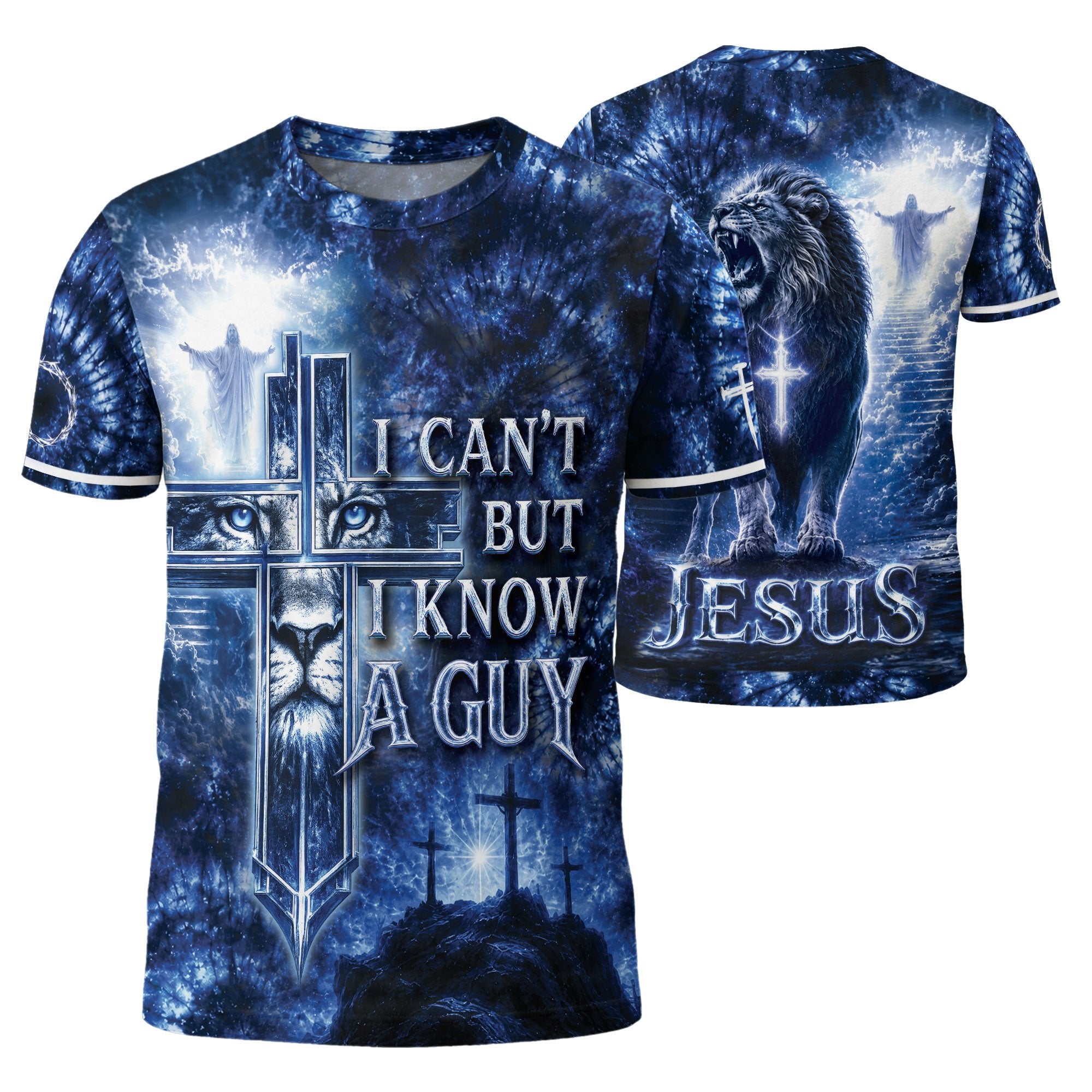 Christian Shirts for Men - I Can't But I Know A Guy Lion Cross Christian Jesus Graphic, Christian Tee Shirts - Rust Field Wear