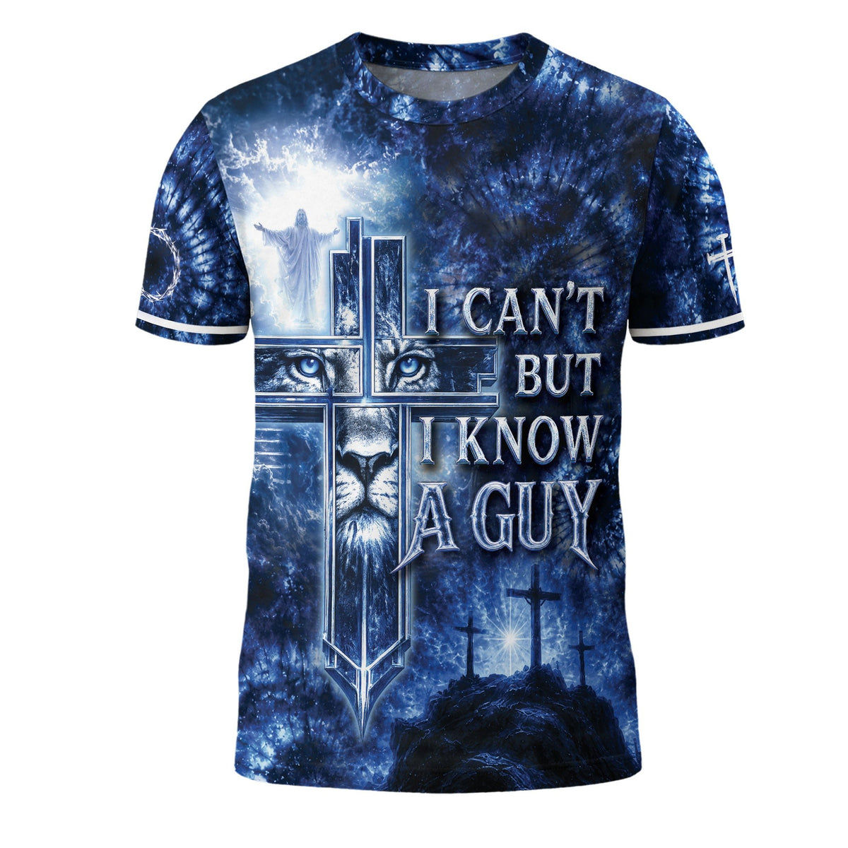 Christian Shirts for Men - I Can't But I Know A Guy Lion Cross Christian Jesus Graphic, Christian Tee Shirts - Rust Field Wear
