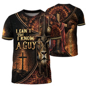 I Can't But I Know A Guy Lion Cross Christian Jesus Golden, Christian Shirts for Men - Christian Tee Shirts - Rust Field Wear
