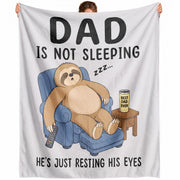 Dad Resting His Eyes Sloth Graphic Throw Blanket Funny Gift For Father Day Cozy Home - Rust Field Wear