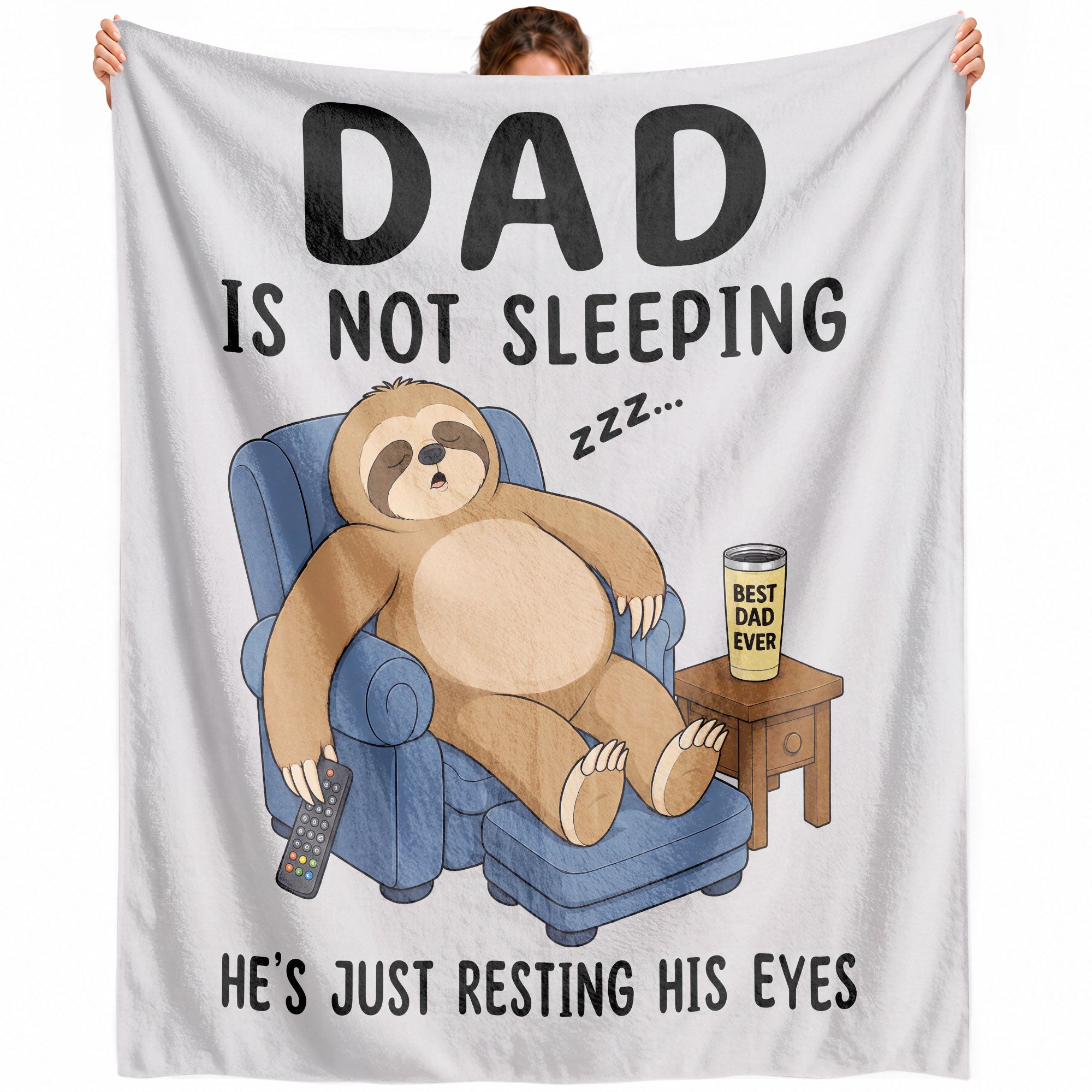 Dad Resting His Eyes Sloth Graphic Throw Blanket Funny Gift For Father Day Cozy Home - Rust Field Wear