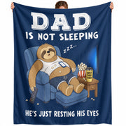 Dad Is Not Sleeping Sloth Funny Gift Throw Blanket For Father Day Home Decor Apparel - Rust Field Wear