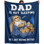 Dad Is Not Sleeping Sloth Funny Gift Throw Blanket For Father Day Home Decor Apparel - Rust Field Wear