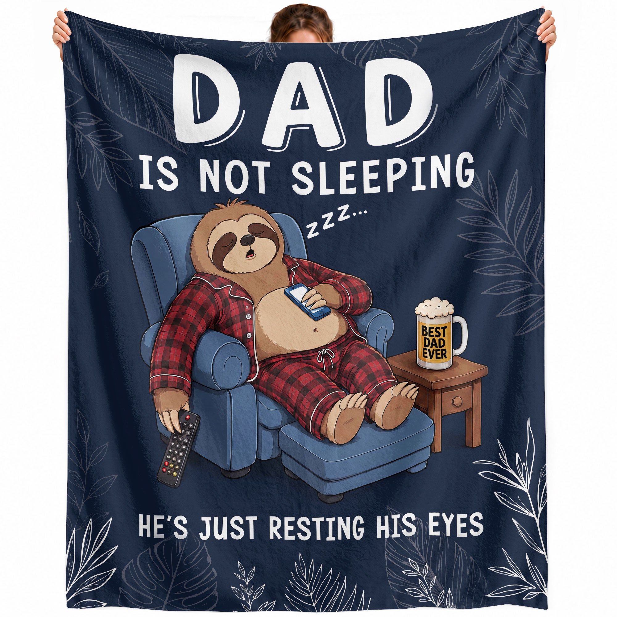 Dad Is Not Sleeping Sloth Pajama Funny Gift Throw Blanket For Father Day Home Decor - Rust Field Wear