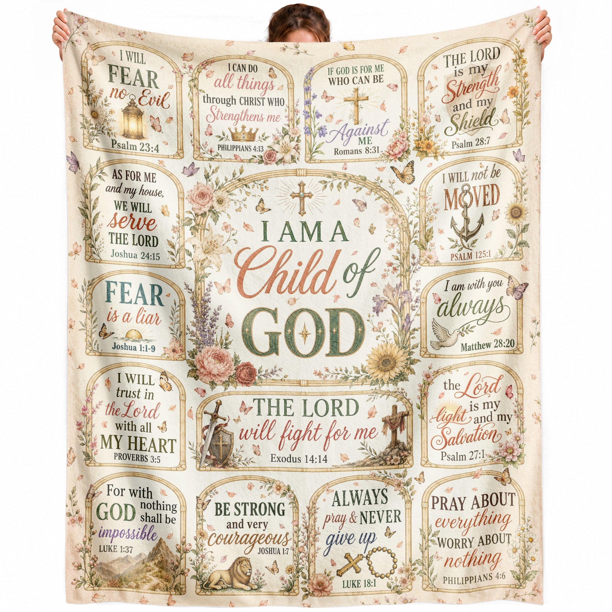 I Am A Child Of God Blanket Floral Christian Bible Verse Throw Cozy Religious Scripture
