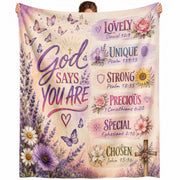God Says You Are Blanket Floral Christian Bible Verse Throw Cozy Religious Scripture Gift