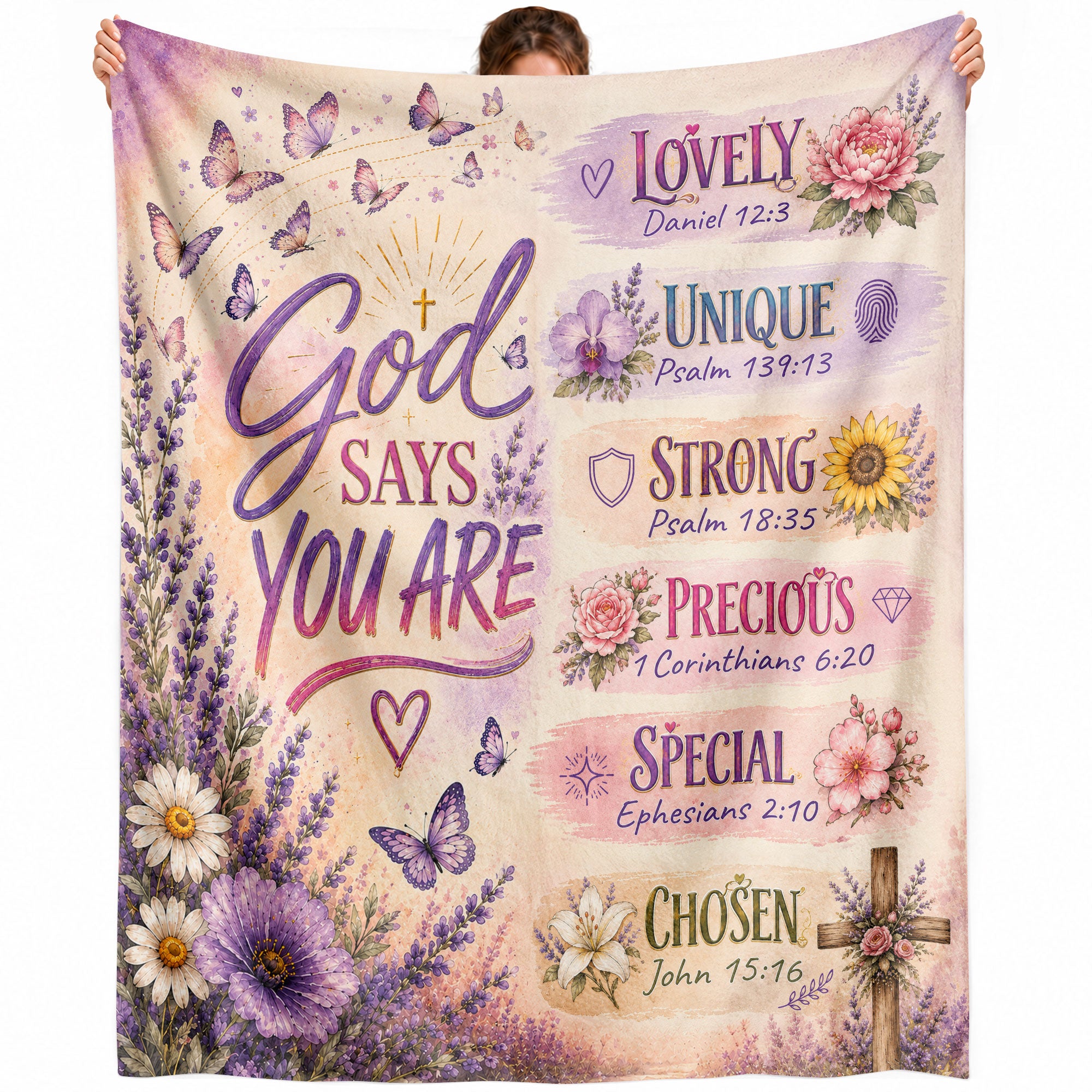 God Says You Are Blanket Floral Christian Bible Verse Throw Cozy Religious Scripture Gift