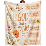 God Says You Are Blanket Floral Christian Bible Verse Scripture Cross Decor Religious Gift