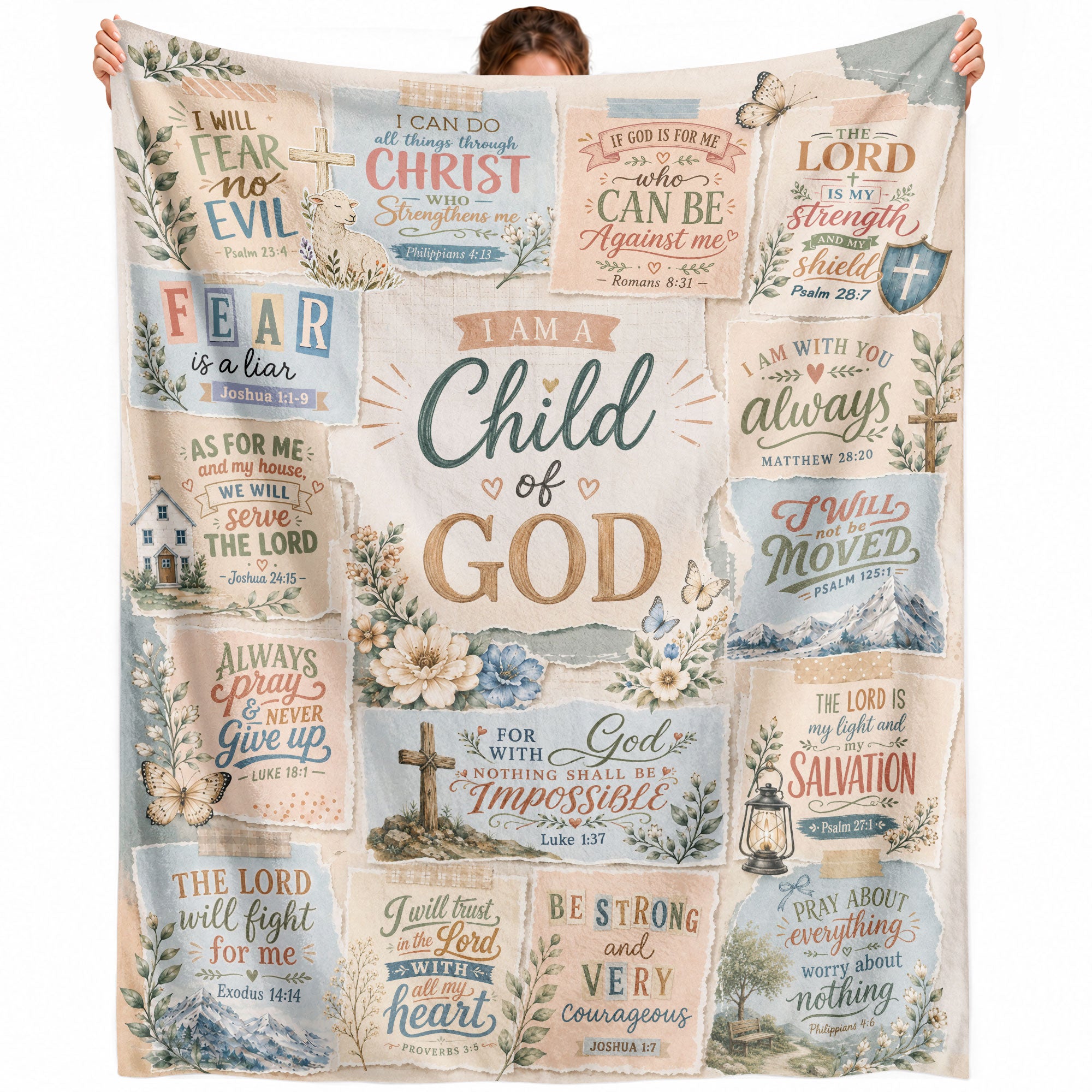 I Am A Child Of God Blanket Floral Scrapbook Christian Bible Verse Scripture Decor Gift