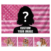 Pink Flag Custom with Pink Glitter Butterfly Photo Collage, Custom Flag with Picture, Pink American Flag Custom, Rustfield Co. - Rust Field Wear