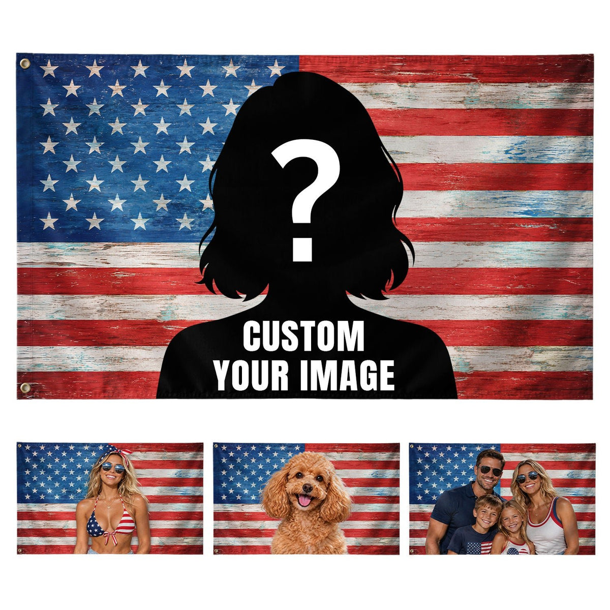 Personalized Rustic Wood Photo Display American Flag Custom, Custom Flag with Picture for Classic Home and Wall Decor, Rustfield Co. - Rust Field Wear