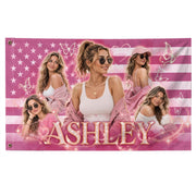 Custom Photo American Flag Pink Glitter Butterfly Personalised Name Picture USA Flag - Rust Field Wear