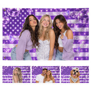 Vibrant Purple American Flag Custom Photo Graphic Banner Retro Wall Hanging Display - Rust Field Wear