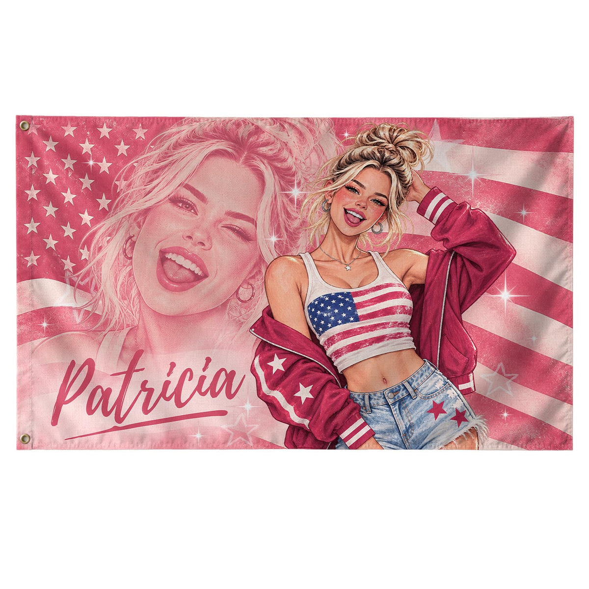Custom Photo Flag Personalized Picture Banner Script Name Stars Art Aesthetic Decor