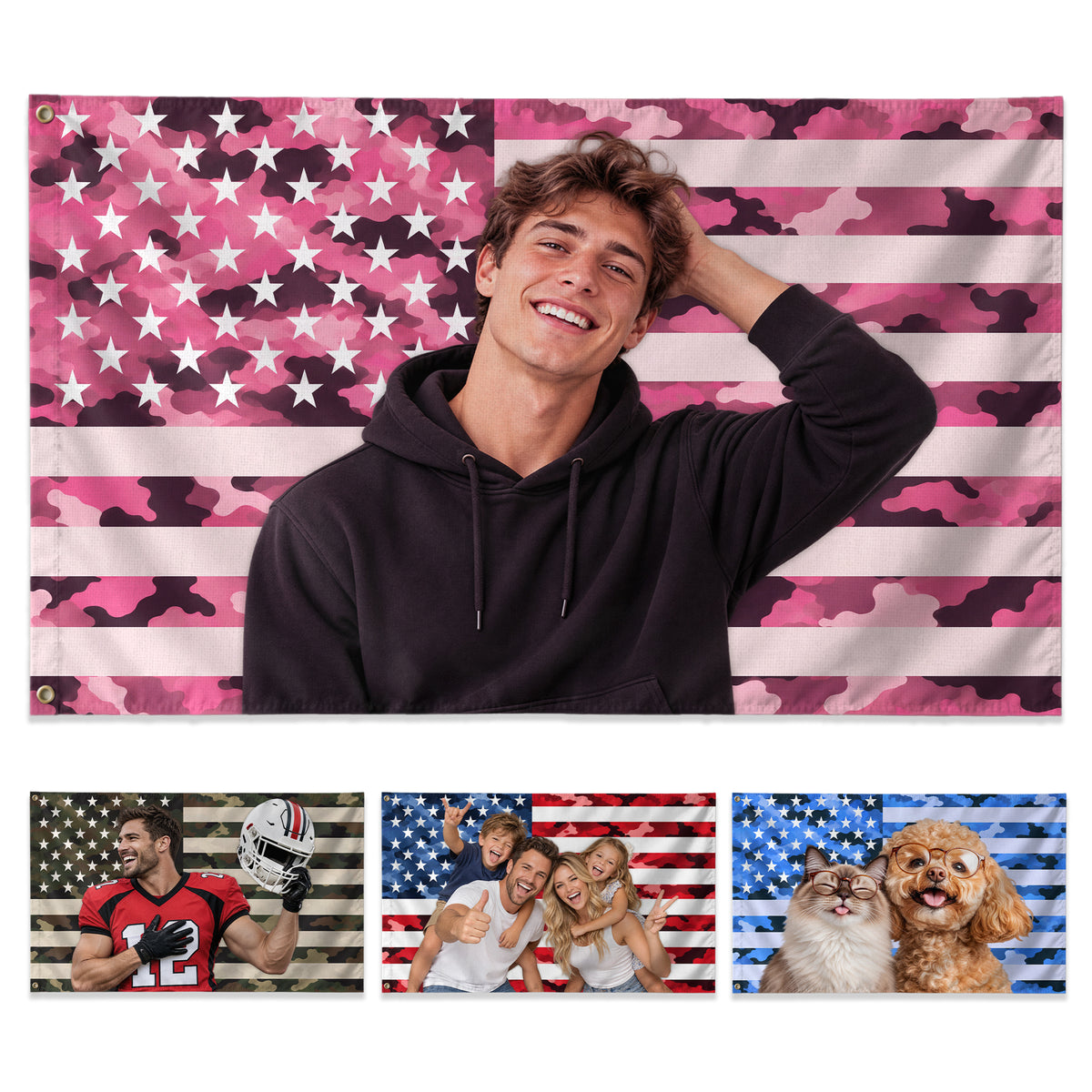 Custom Pink Camo American Flag Custom Flag Patriotic Outdoor Garden Yard Decor