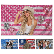 Custom Photo Flag Personalized Picture Flag Pink Glitter American Flag Home Yard Decor