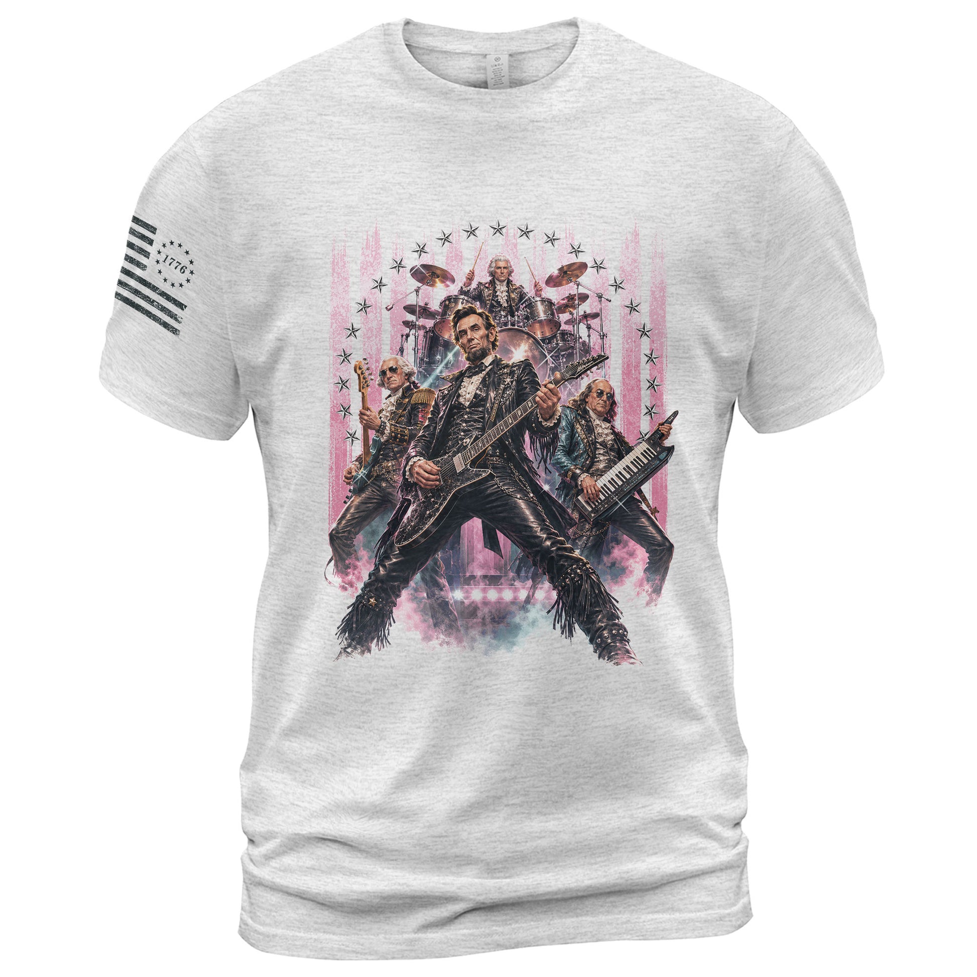 Vintage Patriotic Rock Band T-Shirt - Abraham Lincoln Guitar Graphic Apparel Tee - Rust Field Wear
