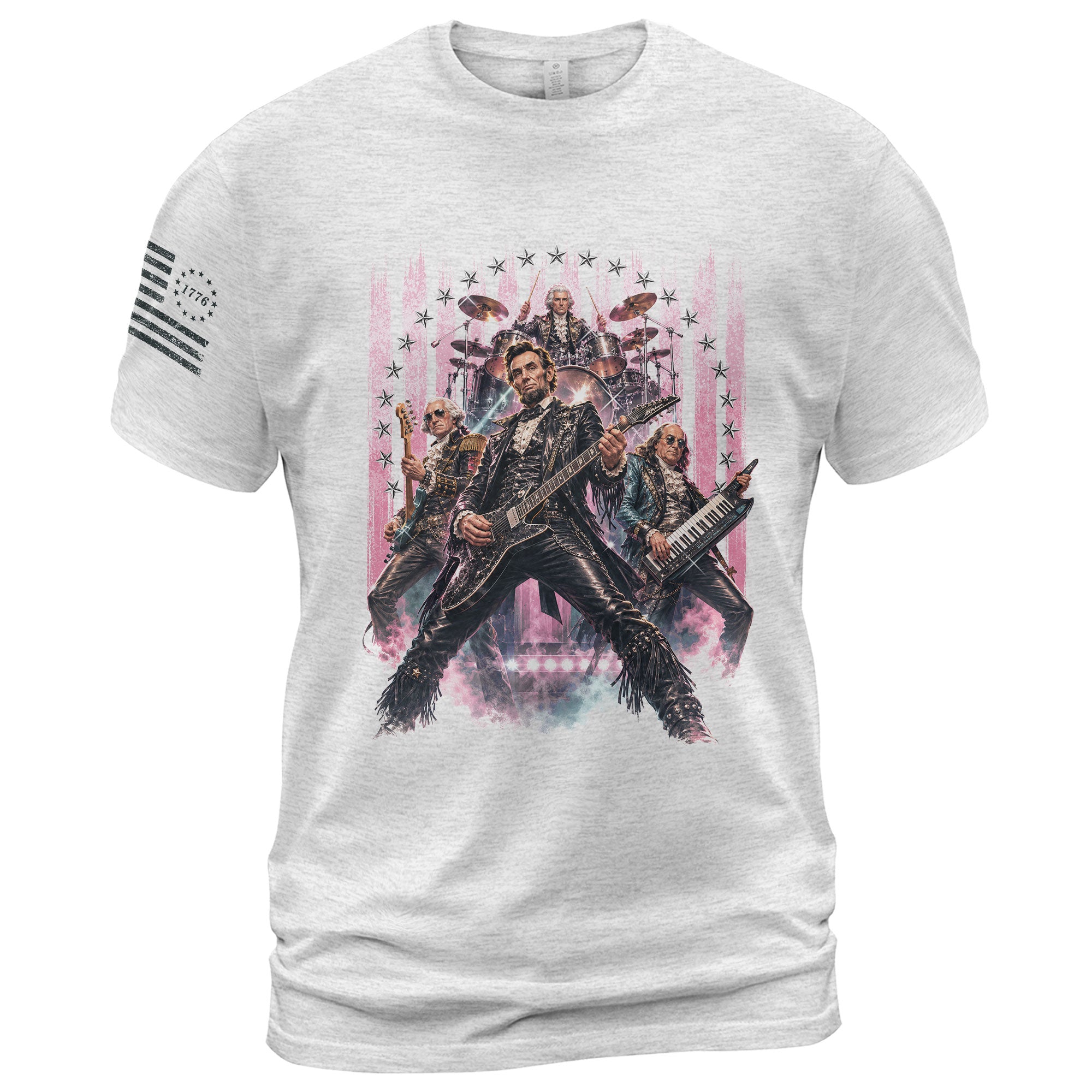 Vintage Patriotic Rock Band T-Shirt - Abraham Lincoln Guitar Graphic Apparel Tee - Rust Field Wear