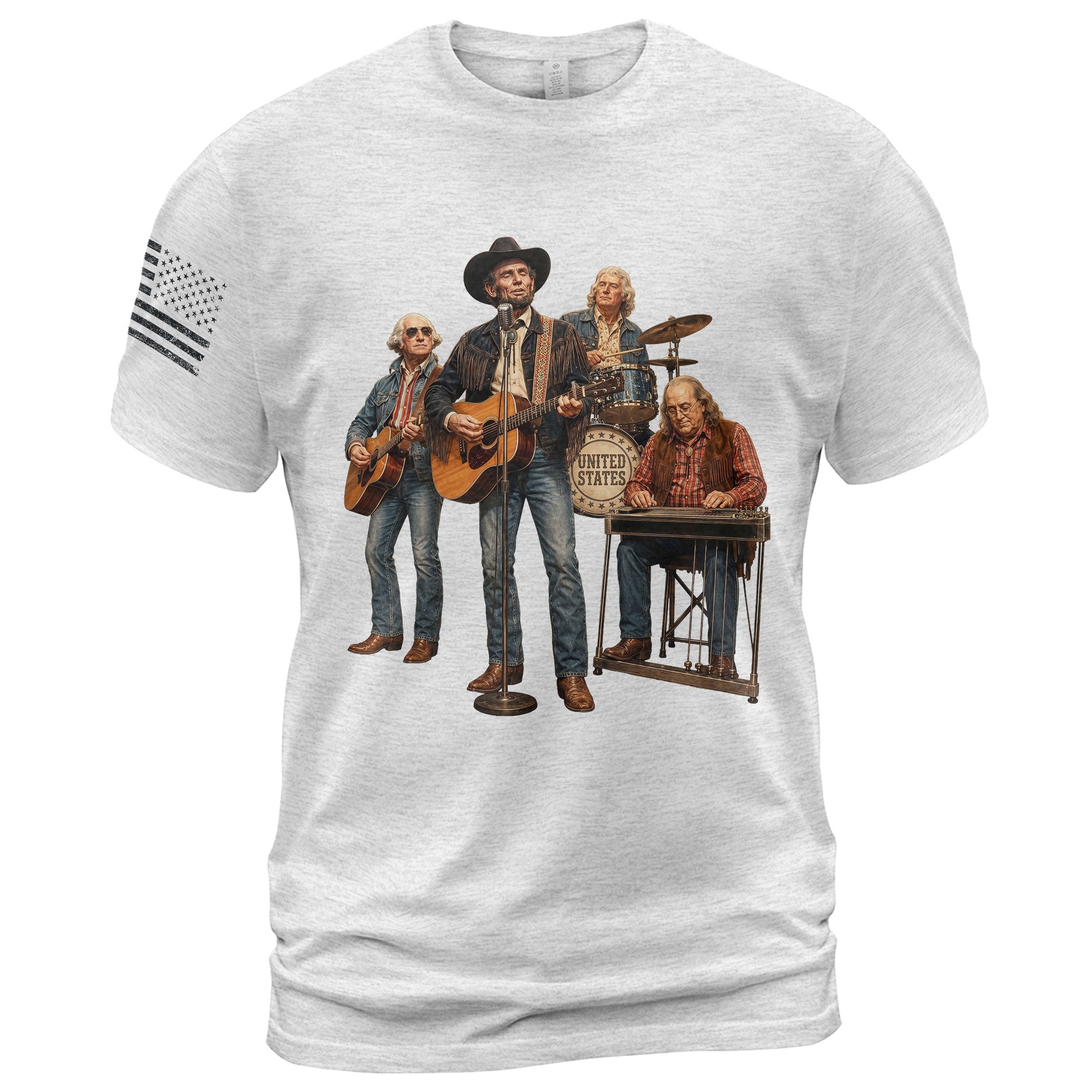 Vintage Patriotic Country Music Apparel - Founding Fathers Band Graphic Design - Rust Field Wear
