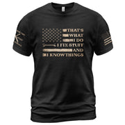 Men Hex Nut Flag Quote I Fix Stuff And I Know Things T-Shirt Graphic Wrench Shirt