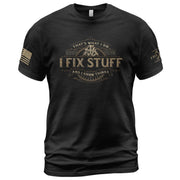 Graphic Shirt Men I Fix Stuff And I Know Things Funny Quote T-Shirt Sleeves Print