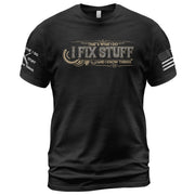 Mechanical Gear Line Quote Men T-Shirt I Fix Stuff And I Know Things Graphic Tee
