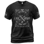 Eagle Line Art Quote Men T-Shirt I Fix Stuff And I Know Things Graphic Tool Tee