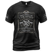 Men I Fix Stuff And I Know Things Vintage Label Quote T-Shirt Graphic 2D Tee Shirt