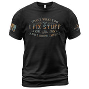 Graphic 2D Men T-Shirt I Fix Stuff And I Know Things Rustic Quote Camo Print Tee Shirt