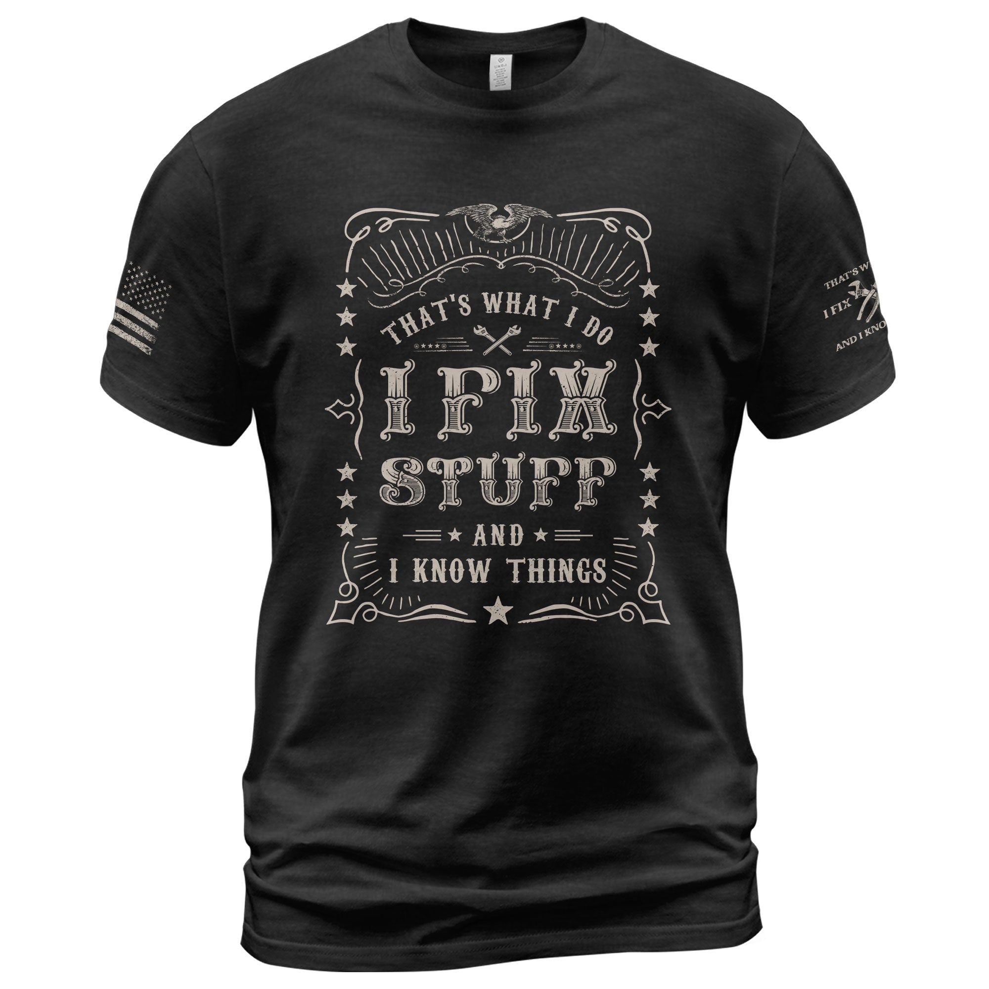 Graphic 2D Men T-Shirt I Fix Stuff And I Know Things Western Quote Eagle Print Tee