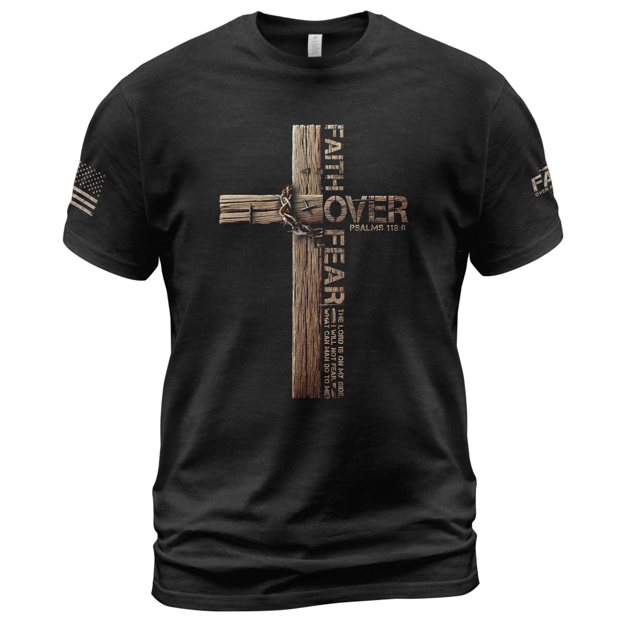 Christian Cross Faith Over Fear Edition, Christian Tee Shirts - Faith Shirts for Men - Rust Field Wear
