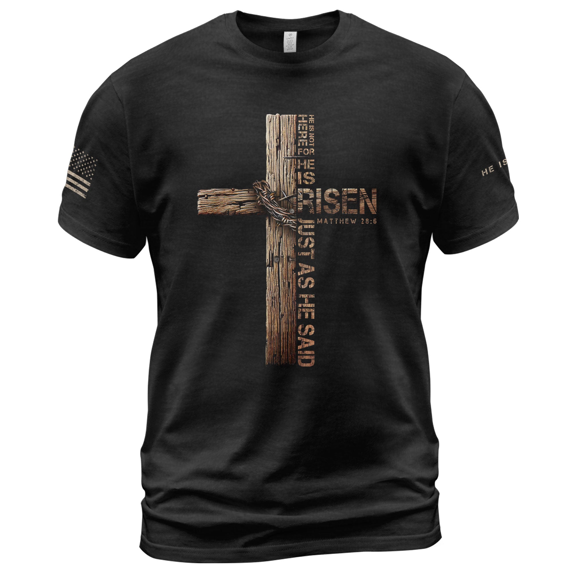 He Is Risen Just As He Said (Matthew 28:6) - Christian Tee Shirts, Christian Shirts for Men - Rust Field Wear