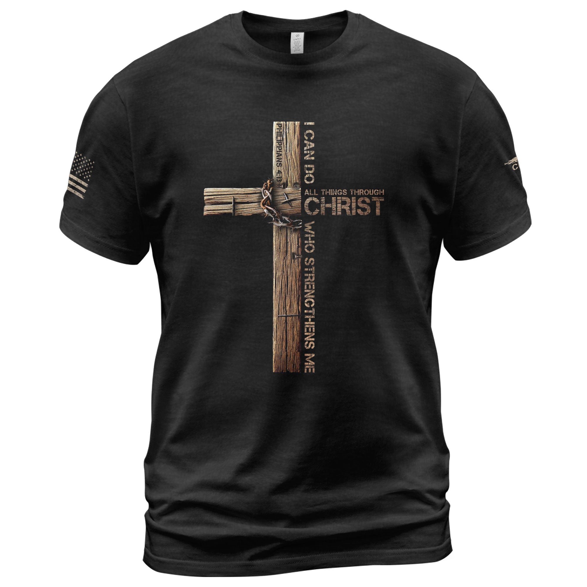 Christian Shirts for Men, Through Christ I Am Strong - Christian Tee Shirts - Rust Field Wear