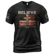 BELIEVE Faith in Action, Powered by Mark 9:23 - Christian Tee Shirts, Christian Shirts for Men - Rust Field Wear