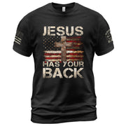 Patriotic T Shirts, Jesus Has Your Back Faith, Freedom and Divine Protection - Freedom Shirts for Men - Rust Field Wear